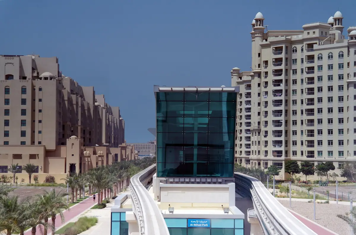 Al Ittihad Park monorail station on Palm Jumeirah