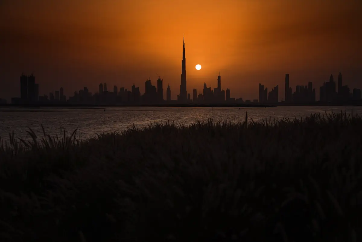 Dubai skyline at sunset