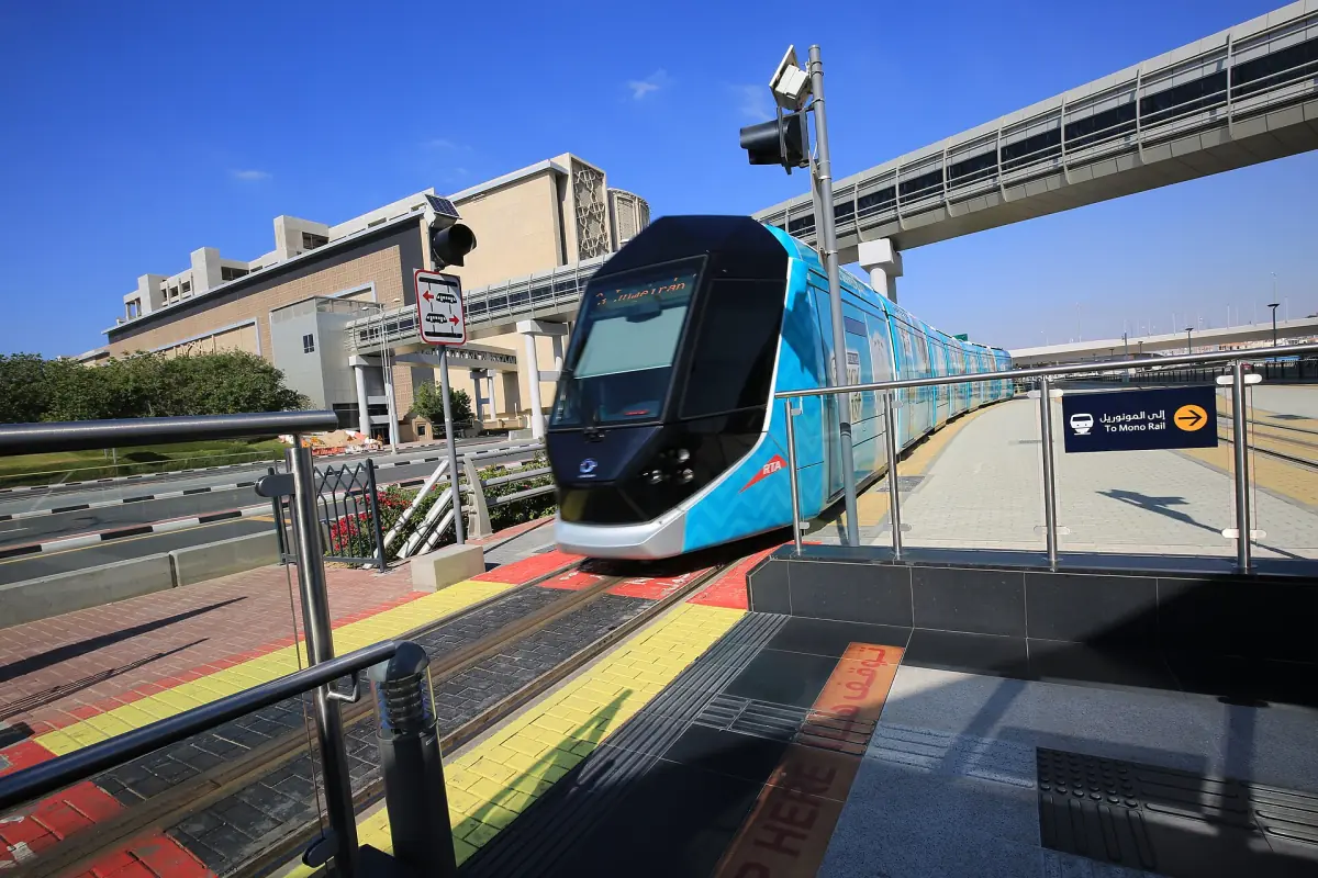 Dubai Tram at a stop
