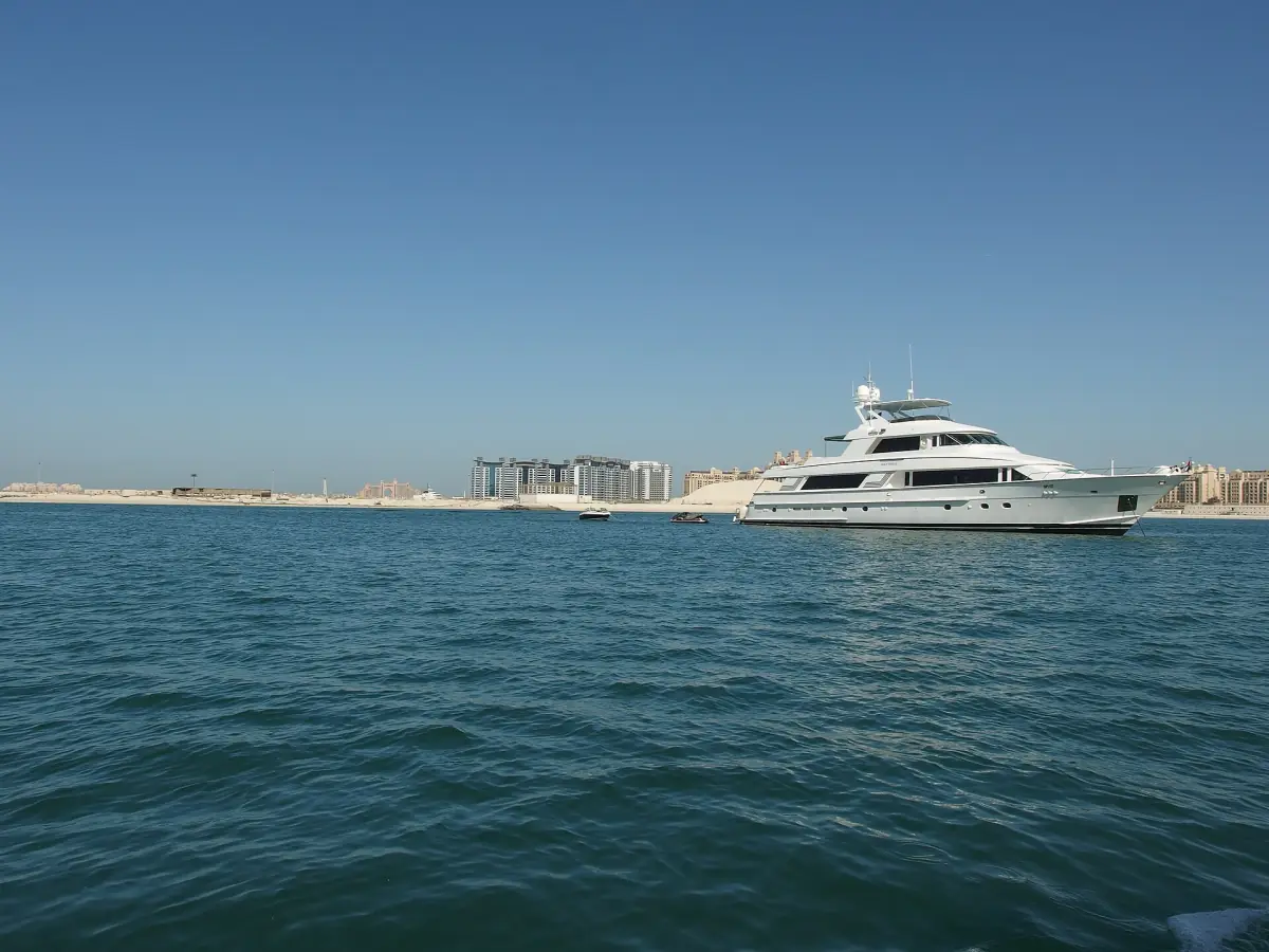 A large yacht off the Dubai coast