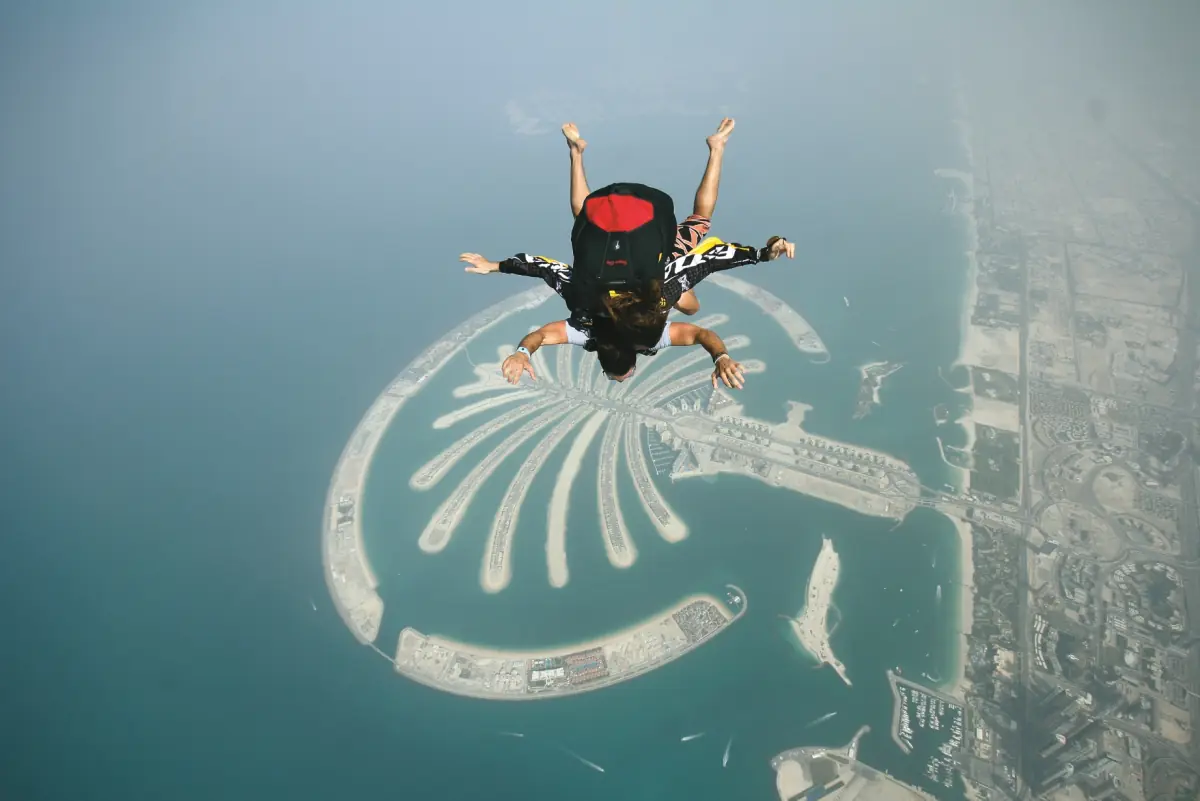Skydiver above Palm Jumeirah
